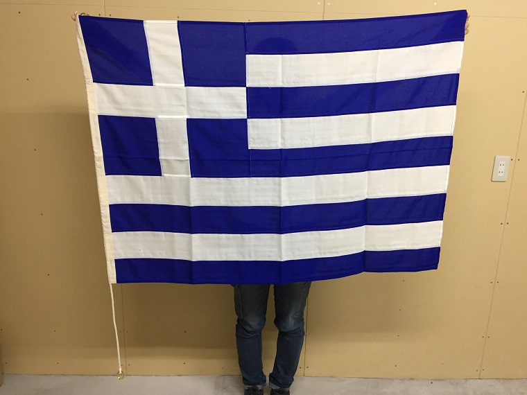 ギリシャ国旗 スイブルフック仕様 のぼり 旗 オリジナル制作事例 神戸の作業服屋 ムラカミ